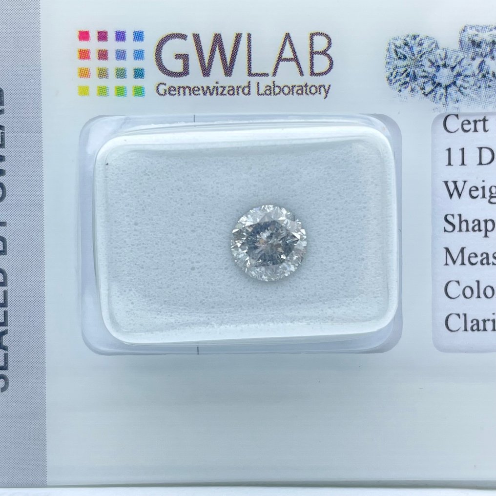 No reserve price - 1 pcs Diamond (Natural) - 0.94 ct - Round - D (colourless) - I1 - Gemewizard Gemological Laboratory (GWLab) #3.2