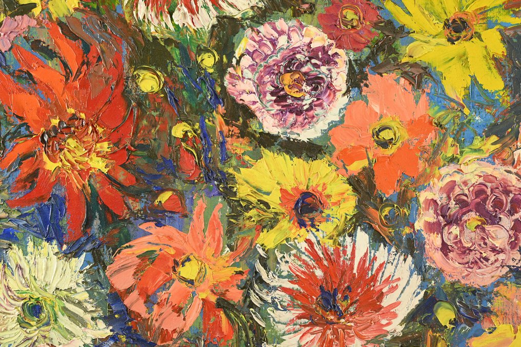 Micheline Masse (1932-2017) - Bouquet de fleurs dans un pichet de faïence #3.2