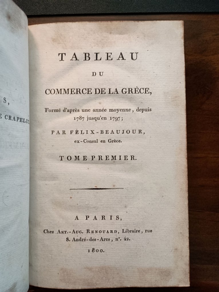 Beaujour, Louis Auguste Felix - Tableau Du Commerce De La Grèce - 1800 #1.0