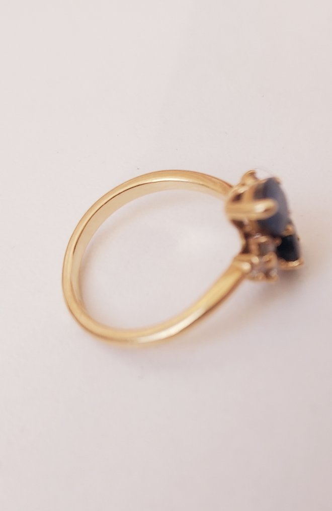 Bague de cocktail - 18 carats Or jaune - 0.92ct. tw. - Diamant - Toi et moi ring #2.1