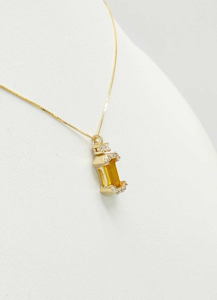 Fără preț de rezervă - Colier - 14 ct. Aur galben Safir - Diamant #2.1
