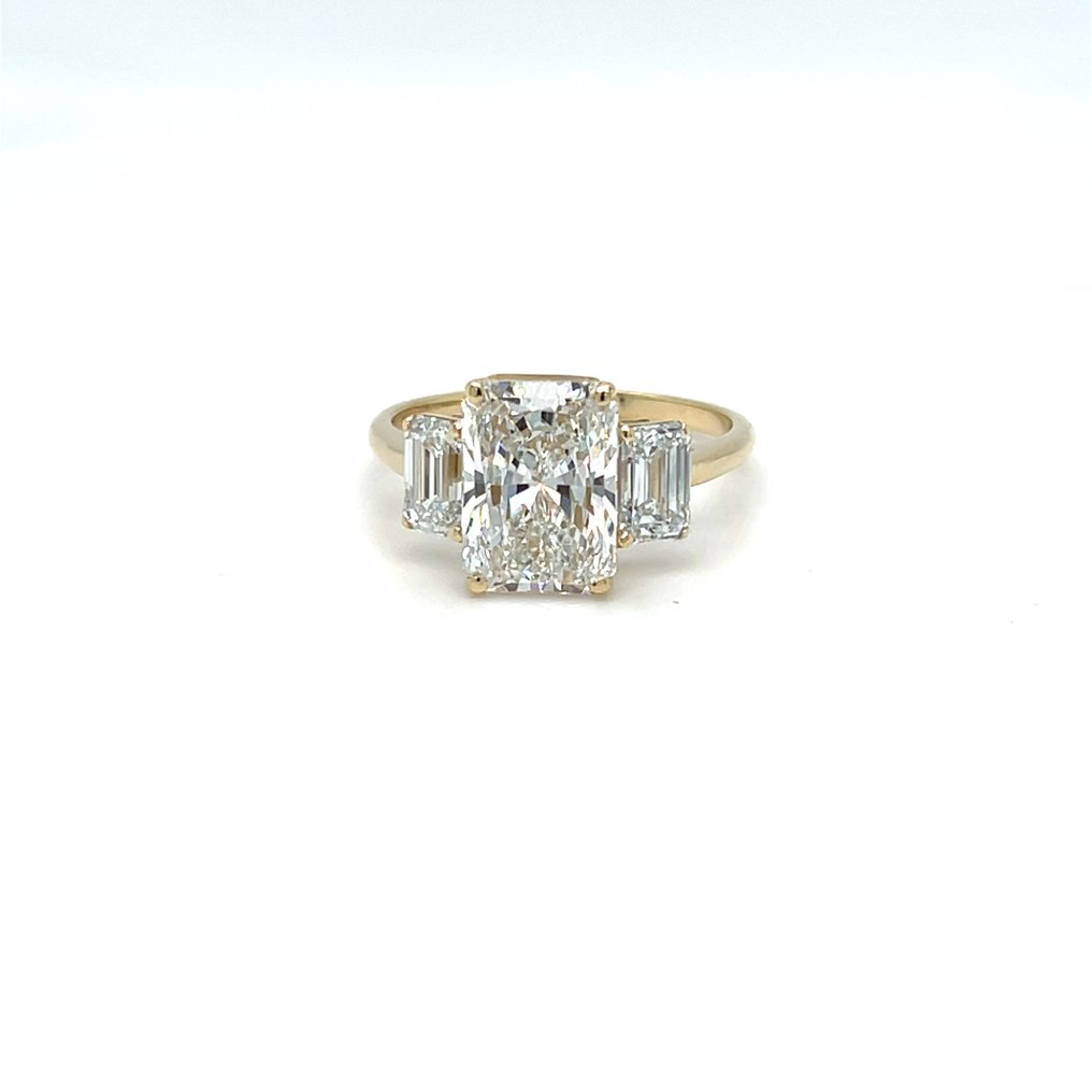 Bague - 14 carats Or jaune - 4.00ct. tw. Diamant (Cultivé en laboratoire) - Diamant #1.0
