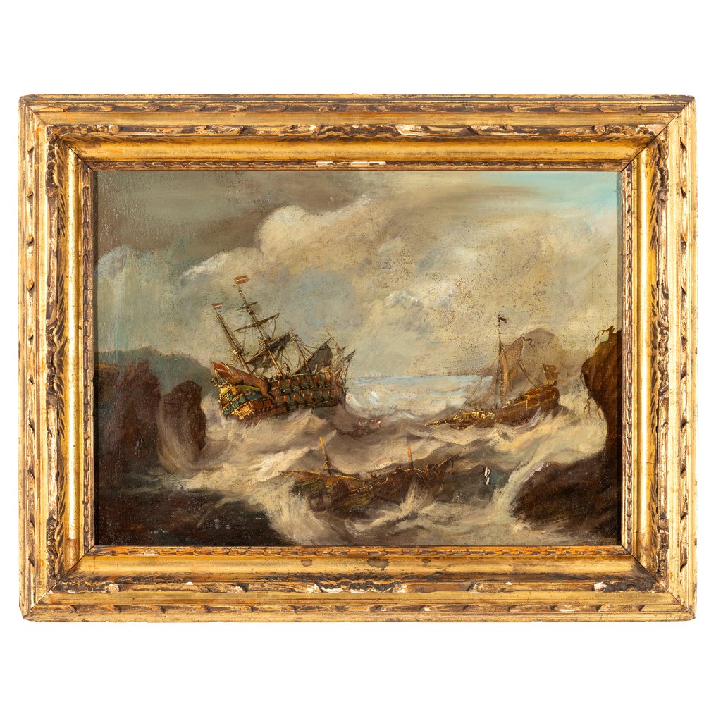 Scuola fiamminga (XVII) - Tempesta con navi #1.0