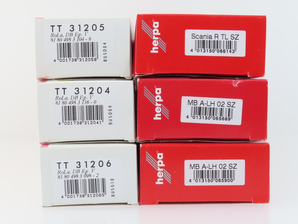 Busch, Herpa TT - 31204/31205/31206 - 模型貨運火車 (6) - 3辆4轴‘滚动陆路’车与货车和拖车 - DB #2.1