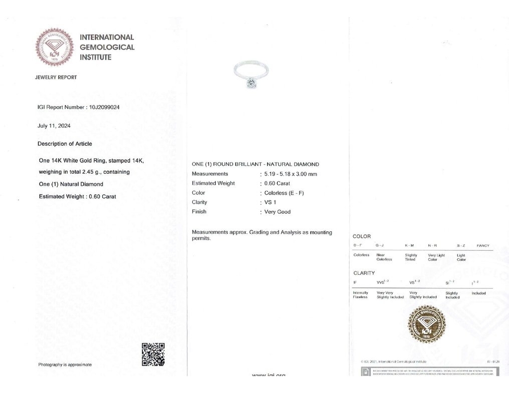 Δαχτυλίδι - 14 καράτια Λευκός χρυσός -  0.60ct. tw. Διαμάντι (Φυσικό) - R00094 #4.3