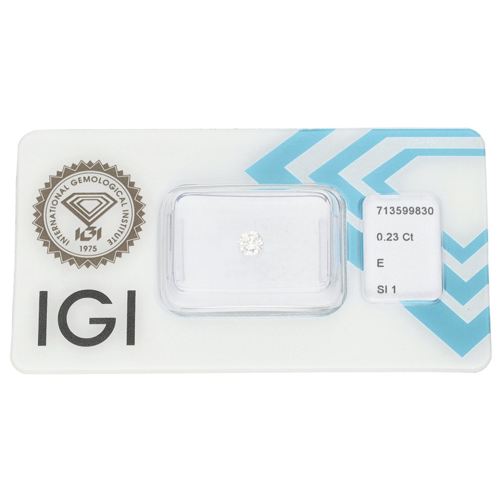 没有保留价 - 1 pcs 钻石 (天然) - 0.23 ct - 圆形 - E - SI1 微内含一级 - 国际宝石研究院(IGI) #1.0
