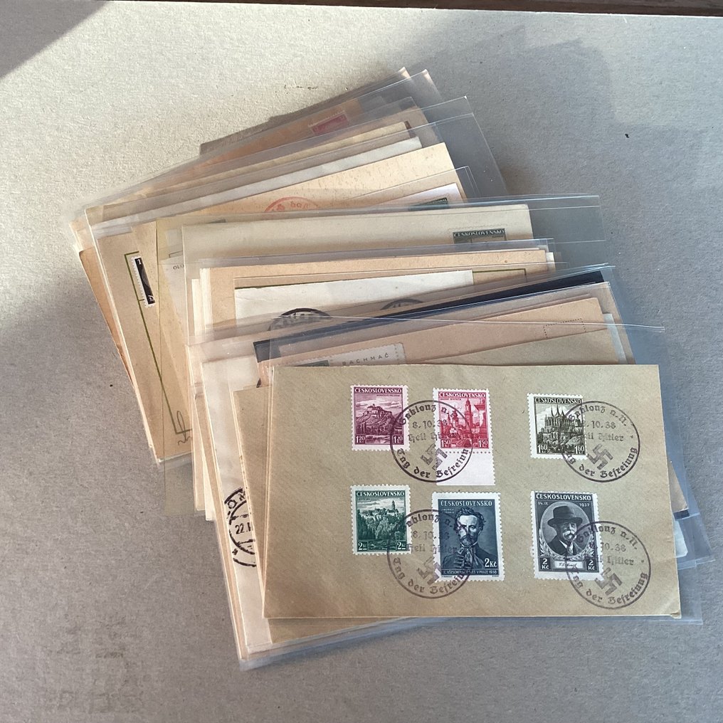 Bohemia ja Moravia 1938 - 70 kirjekuorta ja korttia, joissa on Wir sind frei -leimat – upeaa. - Michel #1.0