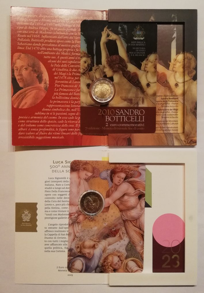 Σαν Μαρίνο. 2 Euro 2010/2023 "Botticelli' + "Signroelli" (2 coins)  (χωρίς τιμή ασφαλείας) #1.0