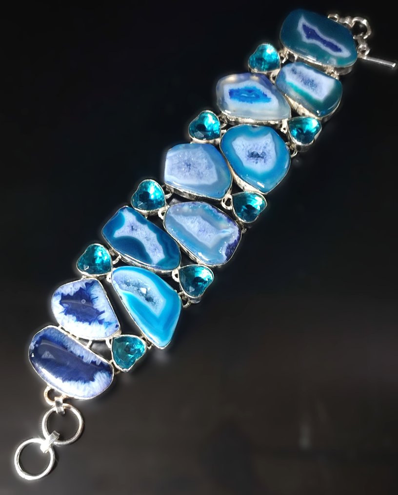 Prezzo senza riserva, bellissima collana in argento 925 di prima qualità, con quarzo solare e - Bracciale #1.0