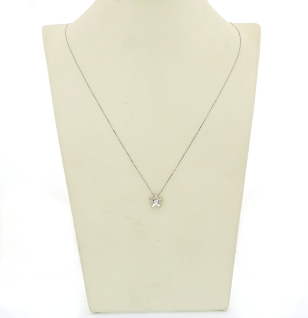 χωρίς τιμή ασφαλείας - Κολιέ με μενταγιόν - 18 καράτια Λευκός χρυσός -  0.15ct. tw. Διαμάντι (Φυσικό)  #4.3