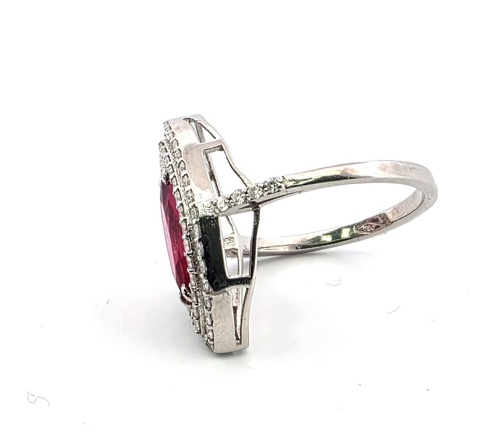 χωρίς τιμή ασφαλείας - Δαχτυλίδι - 18 καράτια Λευκός χρυσός Ρουμπίνι - Διαμάντι #3.2