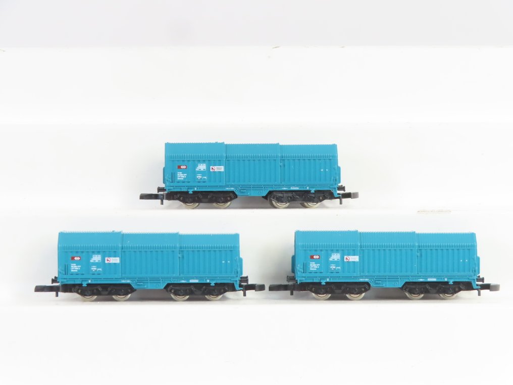 Märklin Z - 8653 - Carrozza merci di modellini di treni (3) - 3x carrello in acciaio a 4 assi, tipo Shimms - SBB-CFF #1.0