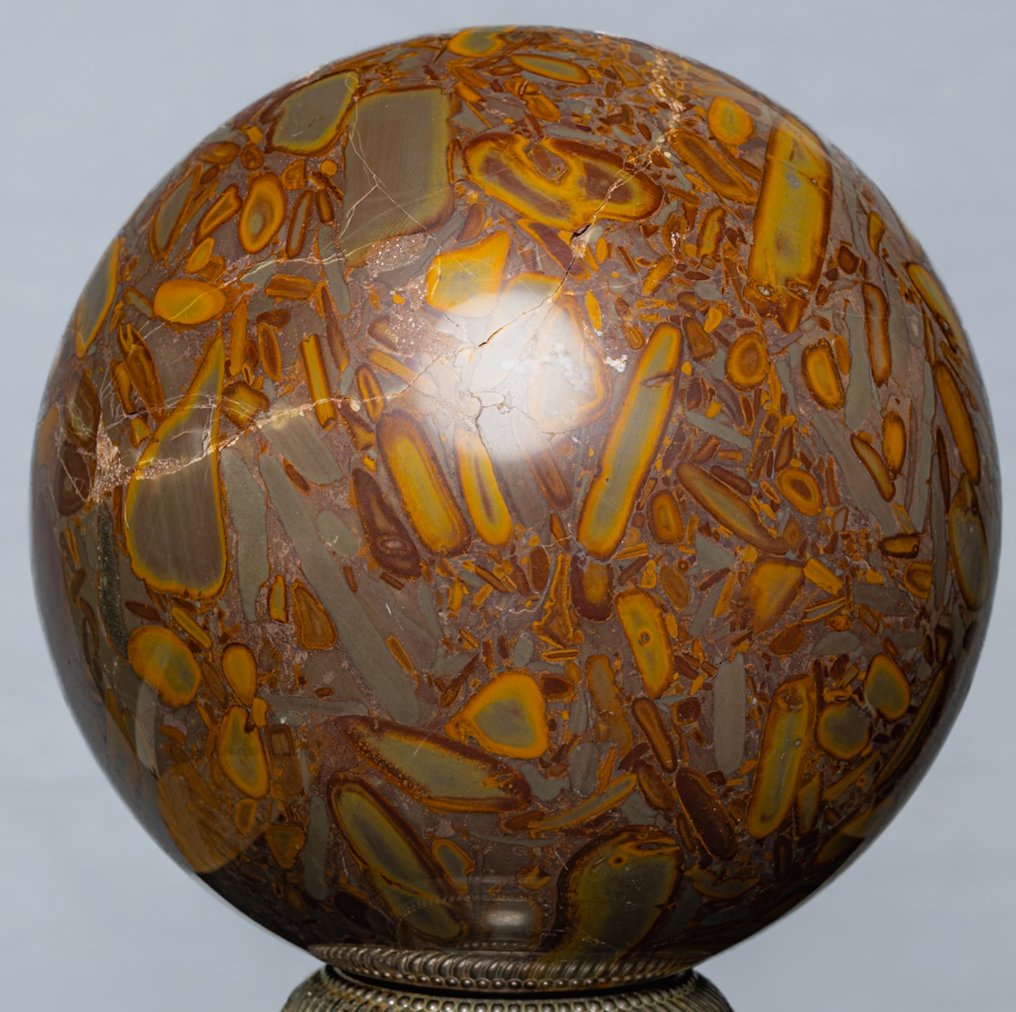 Bamboe Jasper Λεπτός γυαλισμένος σφαίρα από Bamboe Jasper - Ύψος: 12.51 cm - Πλάτος: 12.51 cm- 2740 g #1.0