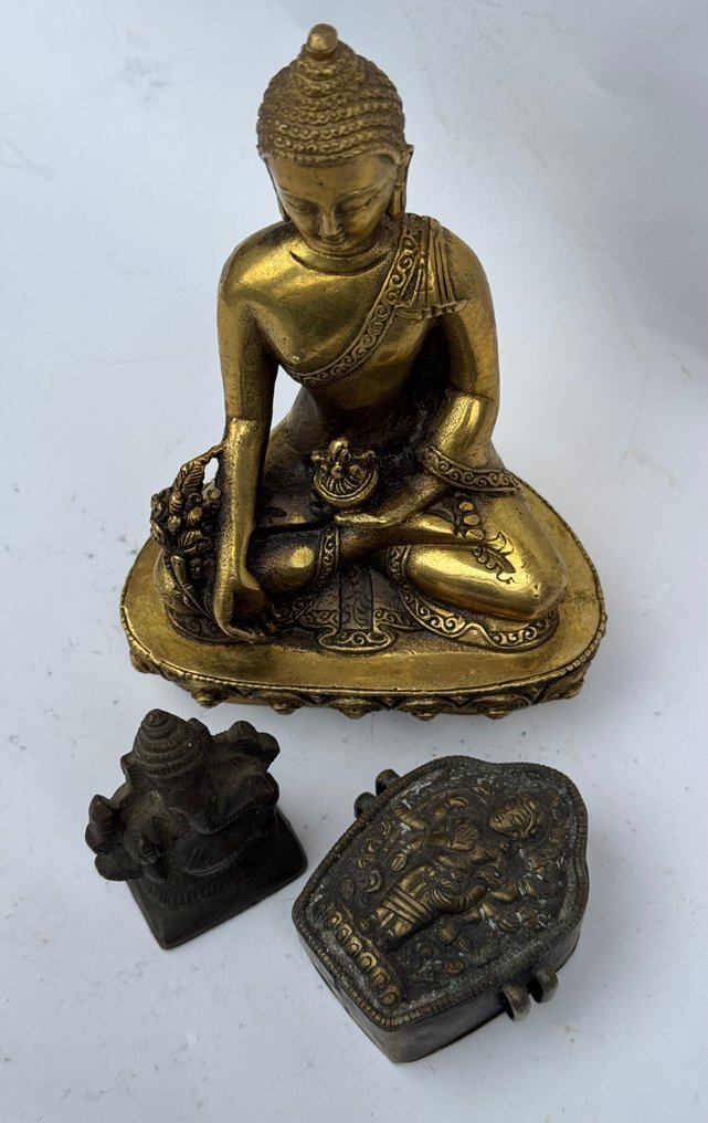 Statue, Buddha, Ganesha & Ghau - 5 cm - Bronze oder Messing #1.0