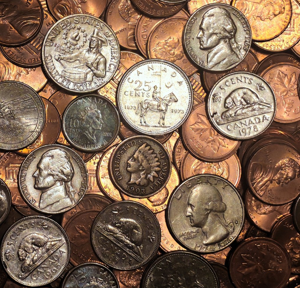 美国，加拿大. +250 Coins from 1903 including Indian Head 1 cent  (沒有保留價) #3.2