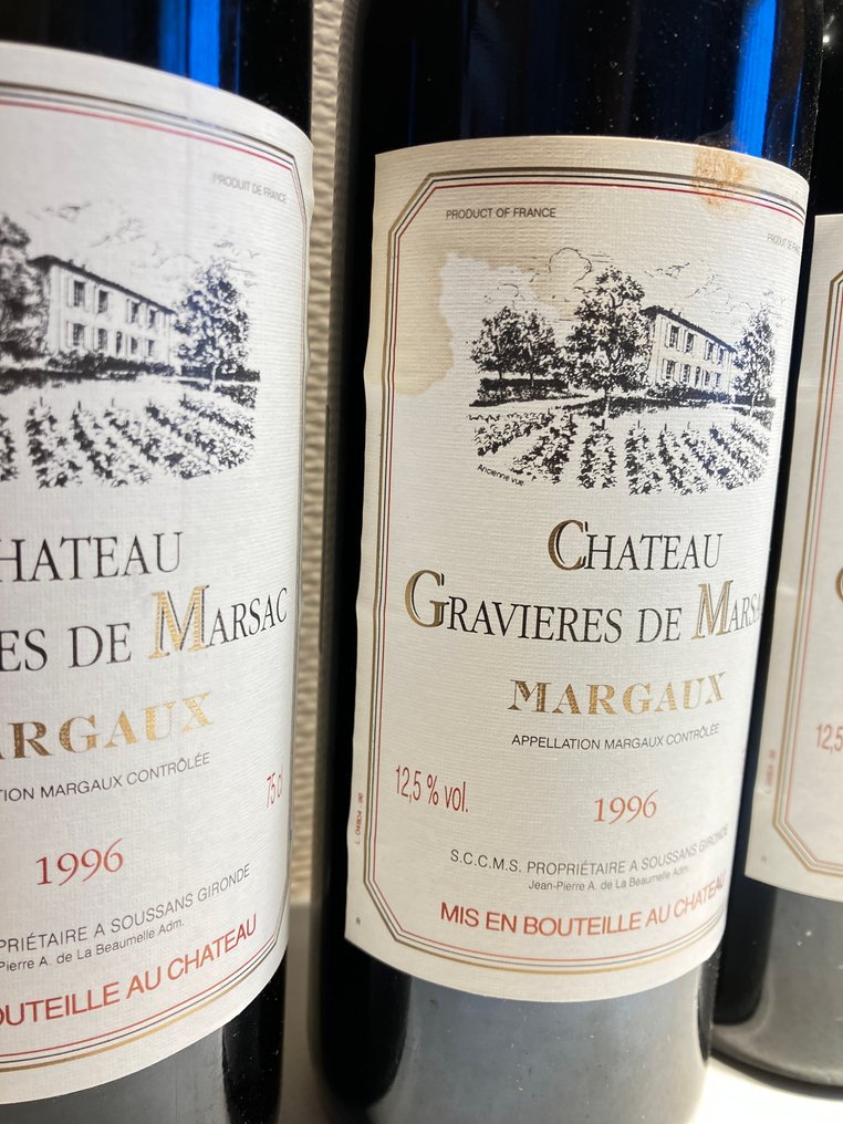 2000 x 2 Château Pontet Guadet & 1996 x 3 Château Gravières de Marsac - Burdeos - 5 Botellas (0,75 L) #3.2