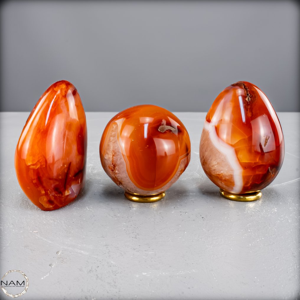 Fuoco e passione Set di carneol unico, pieno di vitalità- 863.25 g - (3) #1.0