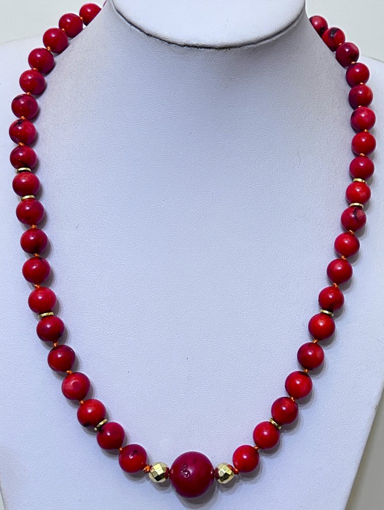 太平洋海域红珊瑚项链 / 12;18 毫米 / 非常稀有 - 项链 - 高品质。925 银 #1.0