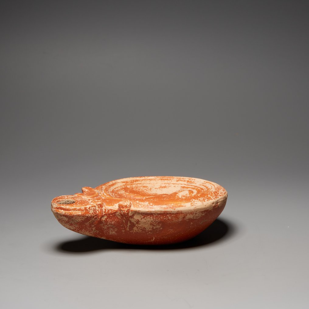 Αρχαία Ρωμαϊκή Terracotta Λάδι με κουκουβάγια. Πρώτος-δεύτερος αιώνας μ.Χ. Μήκος 10,5 εκ. #2.1