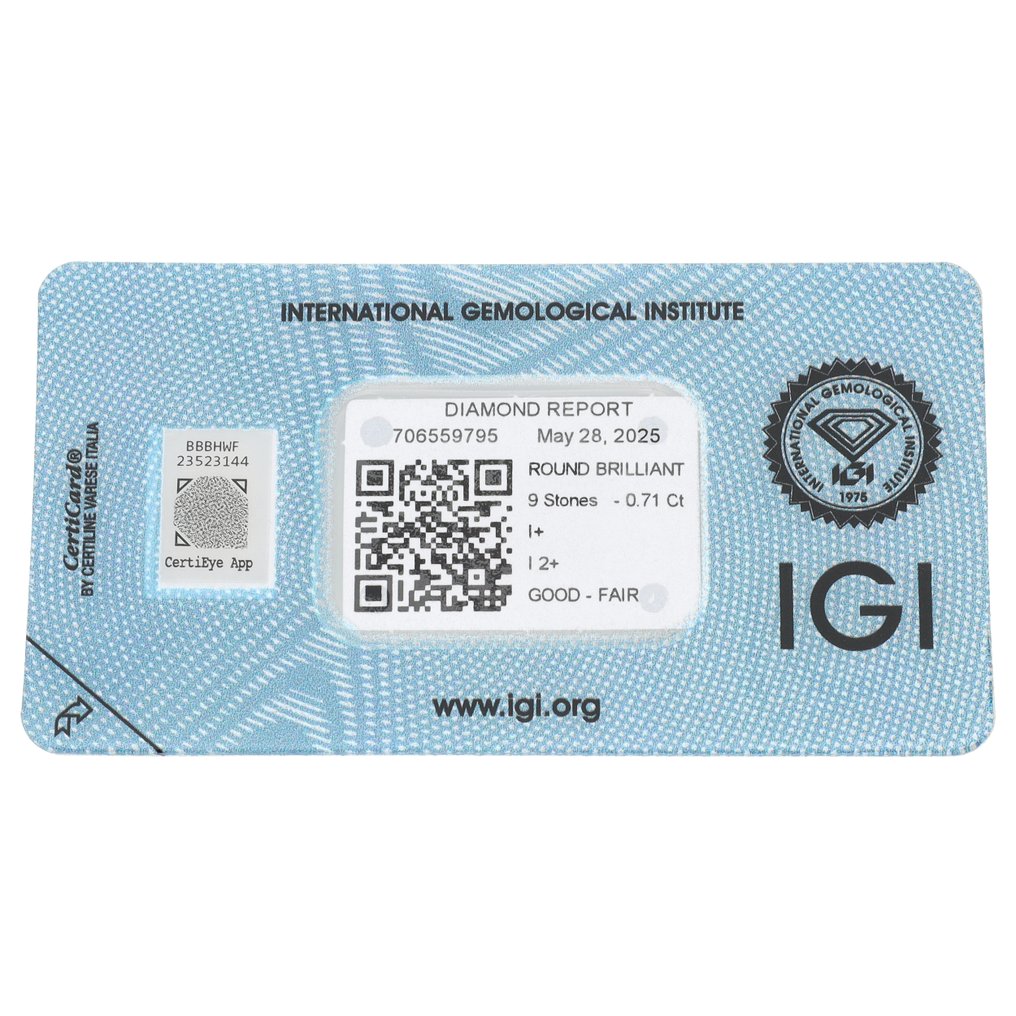 没有保留价 - 9 pcs 钻石  (天然)  - 0.71 ct - 圆形 - I - I2 内含二级 - 国际宝石研究院（IGI） #2.1