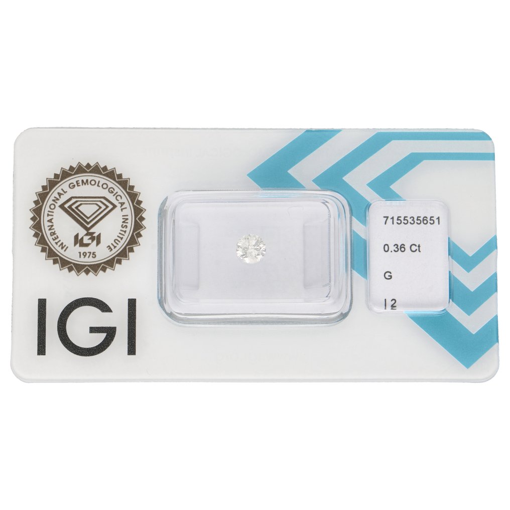 没有保留价 - 1 pcs 钻石  (天然)  - 0.36 ct - 圆形 - G - I2 内含二级 - 国际宝石研究院（IGI） #1.0