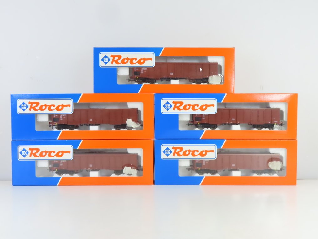 Roco H0 - 47474 - Τρένο μοντελισμού μεταφοράς εμπορευμάτων (5) - Τετραξονικά φορτηγά υψηλής ανύψωσης - NS #3.2