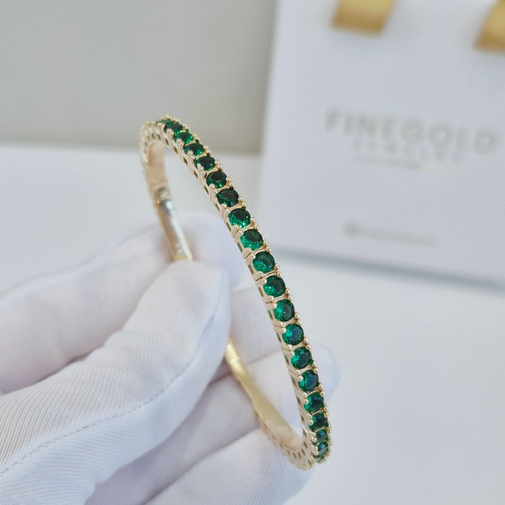 Bangle - 14 kt. Yellow gold Zircon - Flexible Titanium #1.0