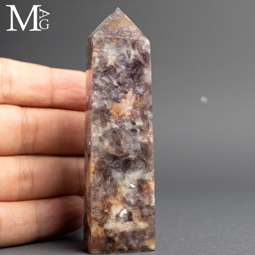 Sällsynt Plommon Agata Tower - Höjd: 101 mm - Bredd: 27 mm- 141 g #1.0