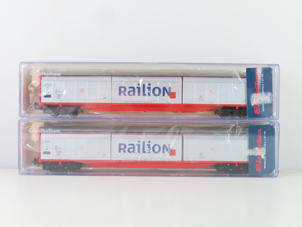 Elektrotren H0 - 5564K - Modeltog godsvogn (2) - 2 fire-akslede skivevogn med påtryk 'Railion' - DB #3.2
