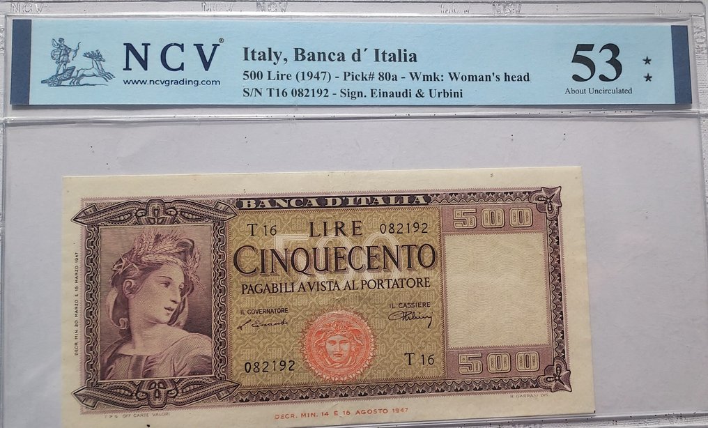 Italia. - 5 + 50 + 500 + 5.000 Lire - Pick 28, 58, 80a, 105b (Ei pohjahintaa) #4.3