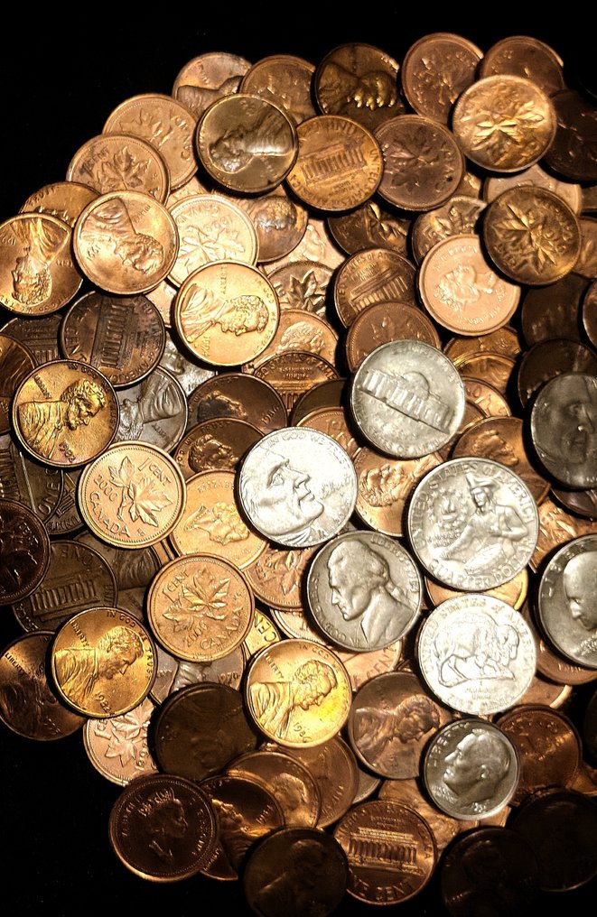 美国，加拿大. +150 Coins inculding from the 20.th century  (沒有保留價) #1.0