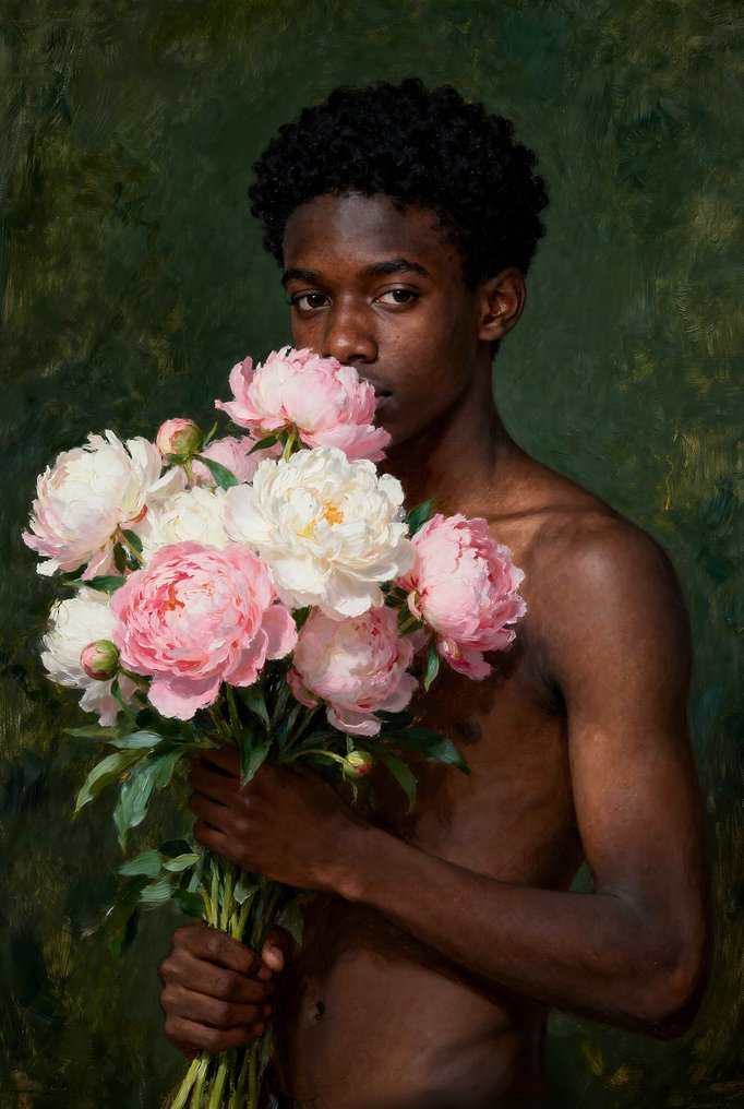 Le Yack - The Boy with Peonies - Hand signed #1.0