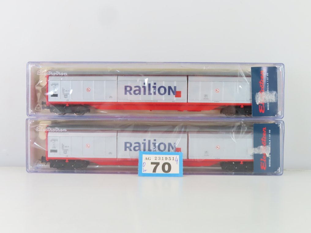 Elektrotren H0 - 5564K - Modeltog godsvogn (2) - 2 fire-akslede skivevogn med påtryk 'Railion' - DB #1.0