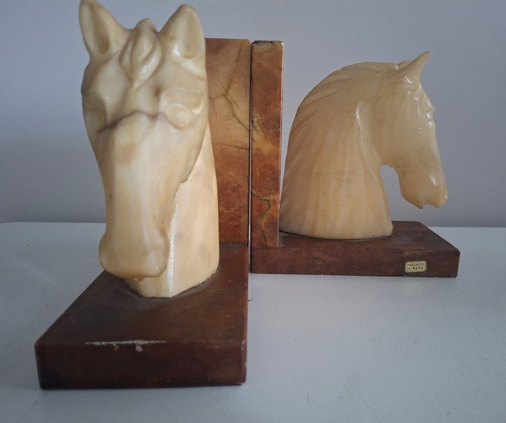 Sujetalibros  - Caballos de alabastro tallados a mano - Alabastro & Mármol - 书挡 (2) - 大理石, 雪花石膏 #2.1