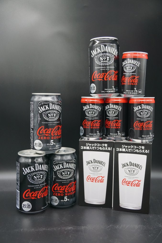 Jack Daniel's, Coca Cola Mixed Lot of Japanese Jack Daniel's & Coca Cola - Cans, penholders, glasses - 330ml & 125ml - 6 瓶 #1.0