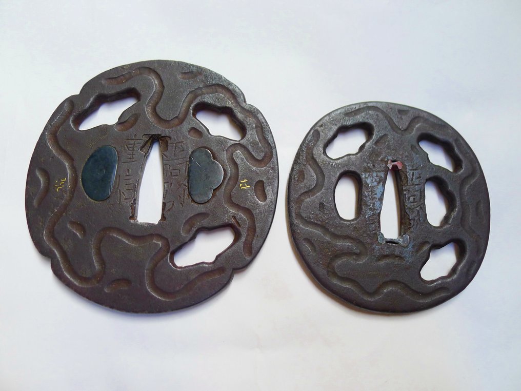 美丽的标志 正阿弥包氏作（shaomi shisaku）透雕大将刀护套装，带盒子 - 日本 #1.0