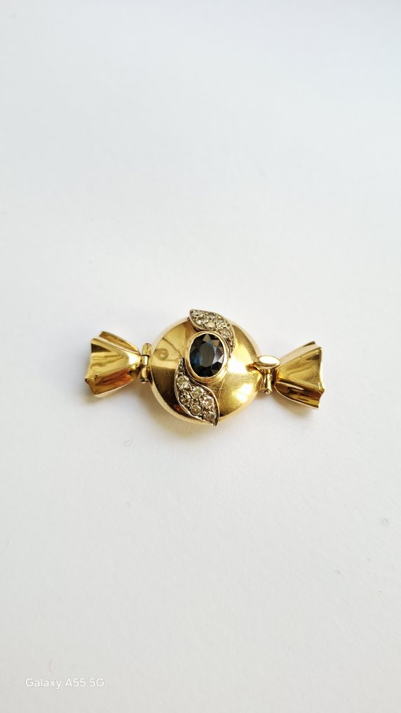 Fermoir de collier - 18 carats Or jaune Saphir - Diamant #1.0