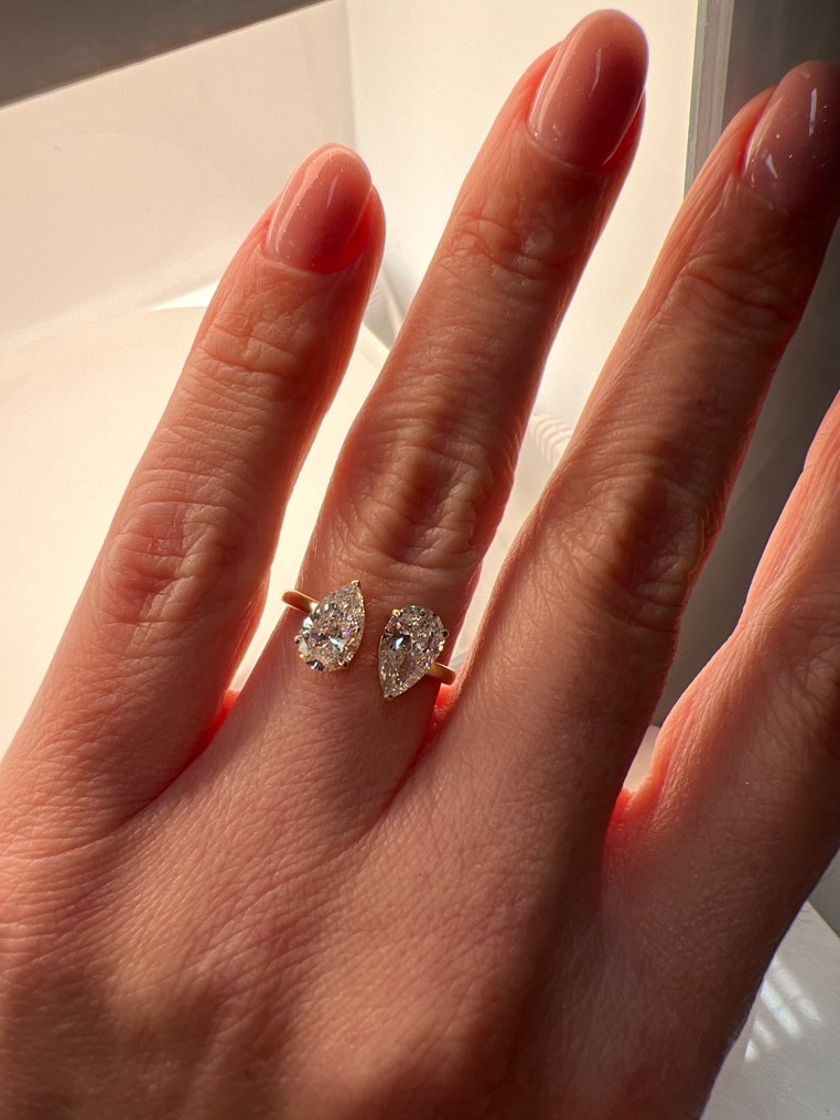 Ingen mindstepris - Ring - 14 karat Gulguld - 2.01ct. tw. Diamant (Laboratoriedyrket) #3.2