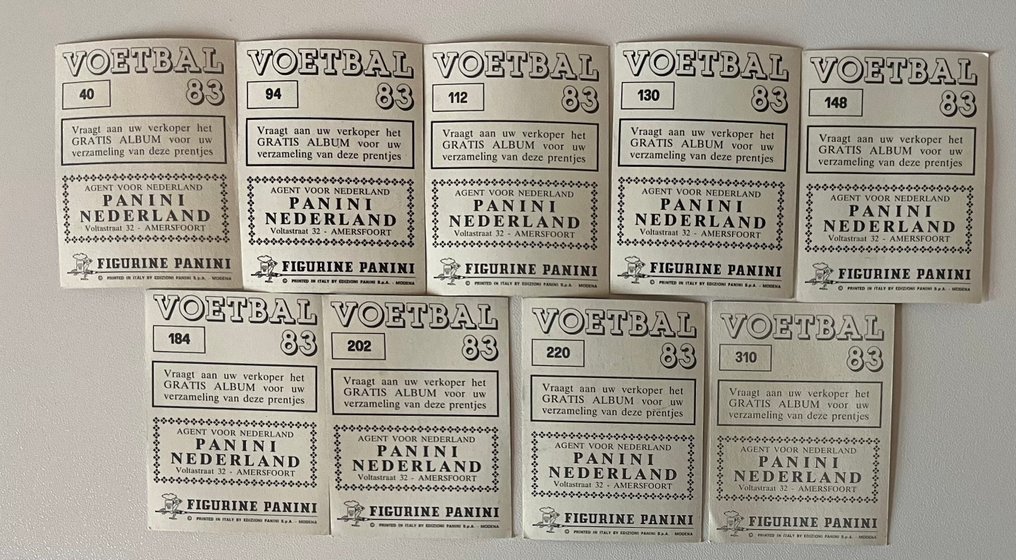 Panini Voetbal 83 & Voetbal 84 - 9 loose original stickers (badges) + Incomplete album + Empty Album - Erinomainen (EX) #2.1