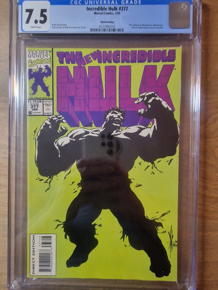 Incredible Hulk #377 - 3rd Printing - Honey, I Shrunk the Hulk - 1 Graded comic - Neuauflage - 1991 - CGC 7.5 #1.0