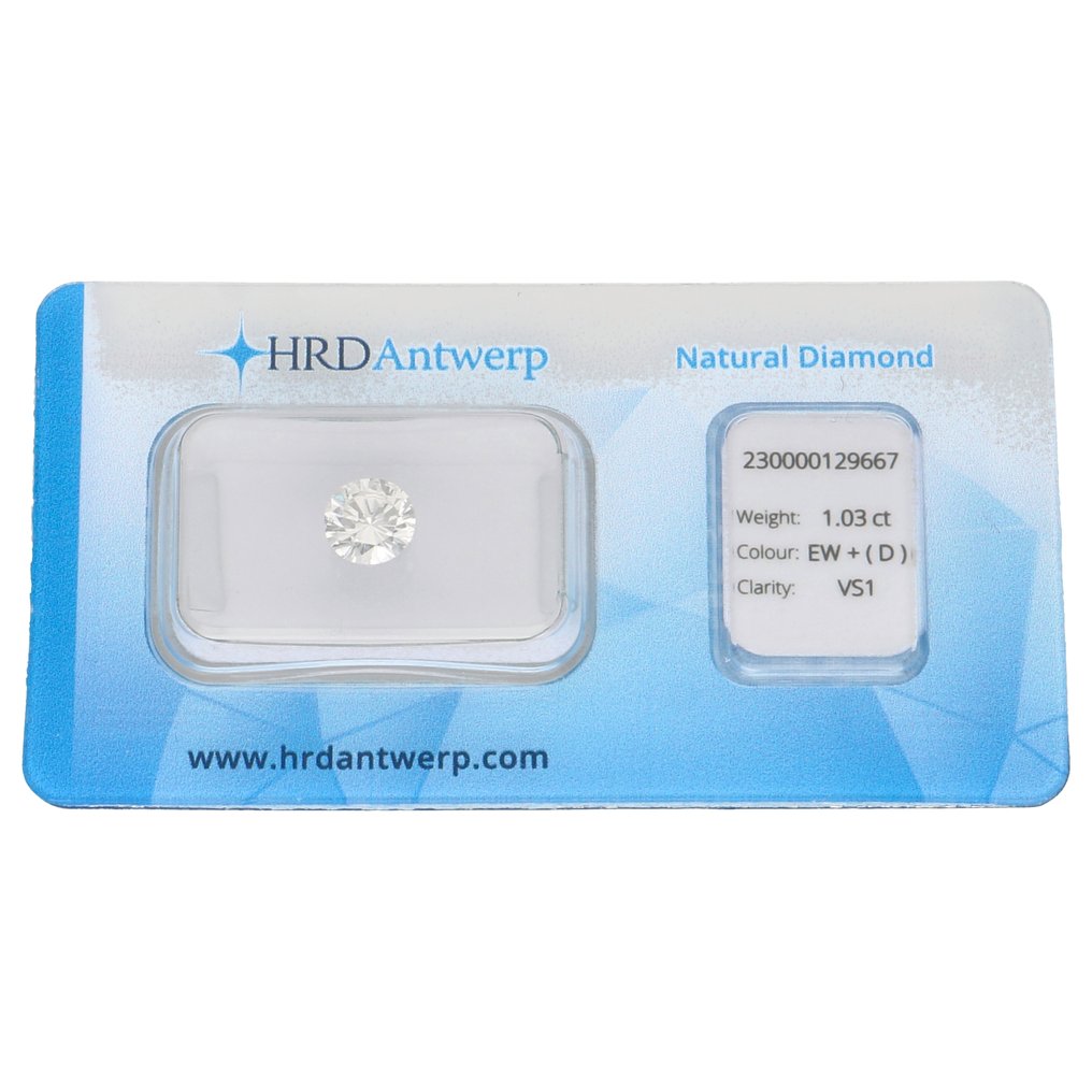 1 pcs Gyémánt (Természetes) - 1.03 ct - Kerek - D (színtelen) - VS1 - HRD Antwerpen #1.0