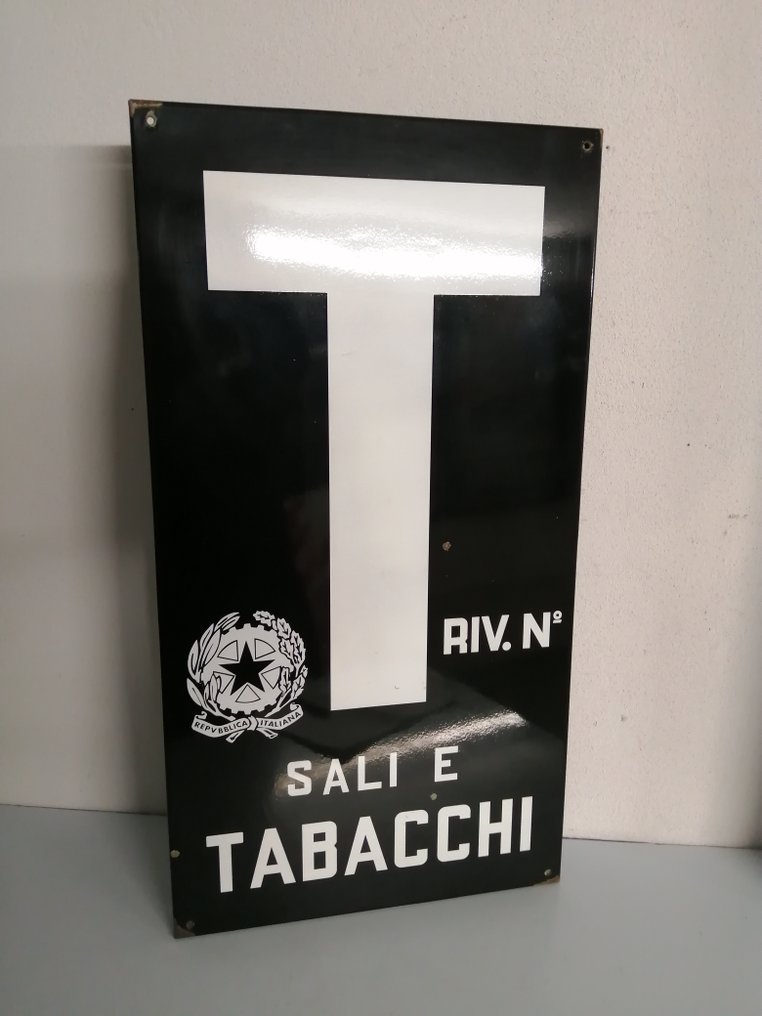 Πινακίδα - Sali e Tabacchi Riv. N. - Δεκαετία του '60 - Ιταλική Δημοκρατία - Σμάλτο #1.0