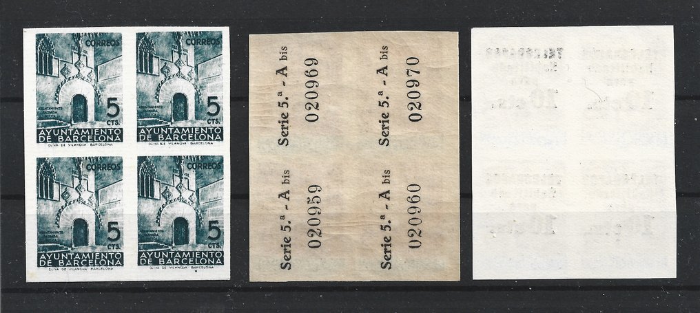 Spain - Local issues 1936/1939 - Set of 4 SD blocks, high VC, and in excellent condition. - Ed.13s + Ed.19pcs + (Tel)Ed.09 #1.0