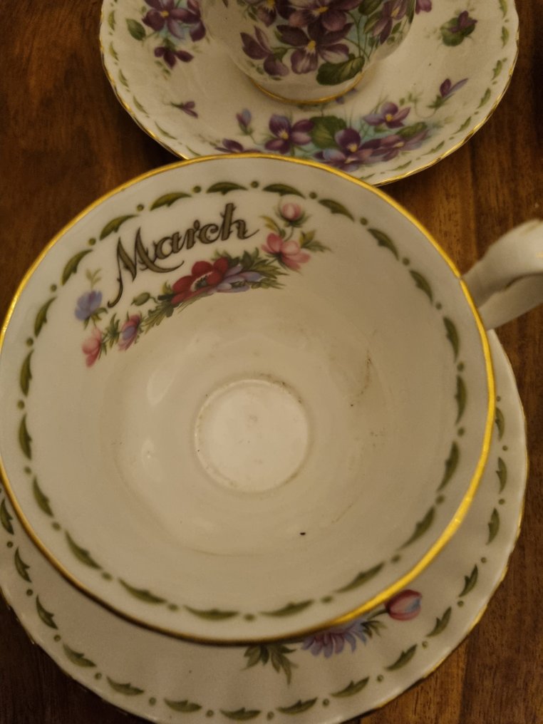Royal Albert - Coffee set for 6 (6) - Flowers of the Month - Porcelain, Bone #4.3
