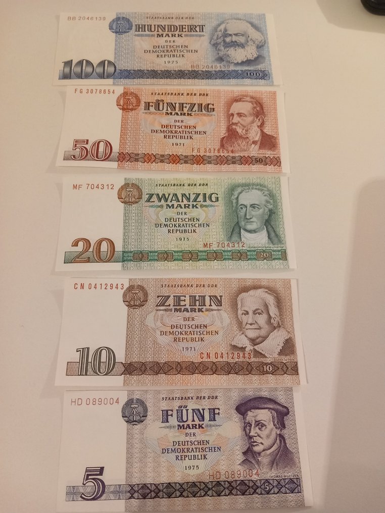 Λαϊκή Δημοκρατία του Κονγκό (DDR). - 5, 10, 20, 50 and 100 Mark - 1971/1975 (χωρίς τιμή ασφαλείας) #1.0