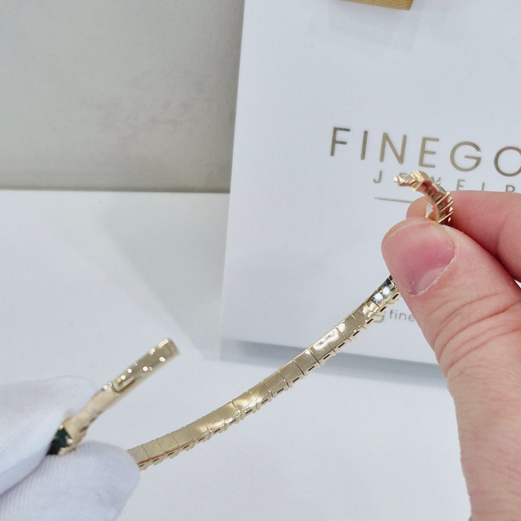 Bangle - 14 kt. Yellow gold Zircon - Flexible Titanium #4.3