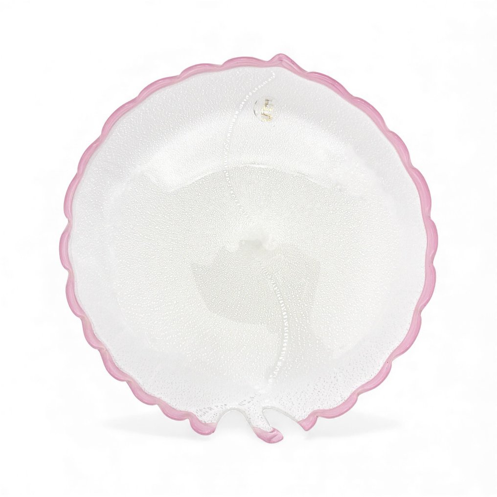 Giampaolo Ghisetti (1944) Murano - Διακοσμητικό - Mod. 'Φύλλο'  - Χειροποίητο τυπωμένο γυαλί με ασημένιο φύλλο. - 1970s #2.1