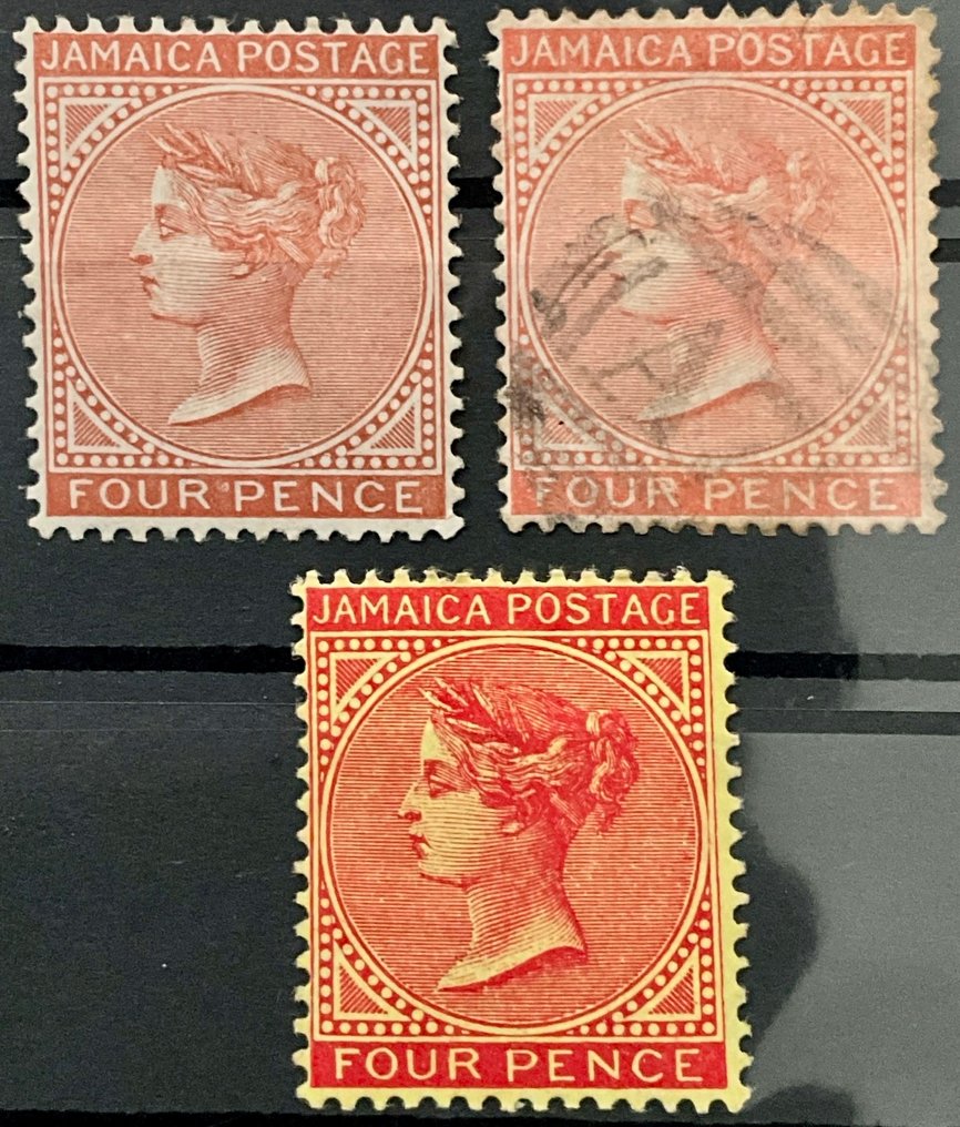 British Commonwealth 1870/1905 - Four Pence rust brown * and Four Pence reddish brown unused * + Four Pence minted approx. €600. - Michel #1.0