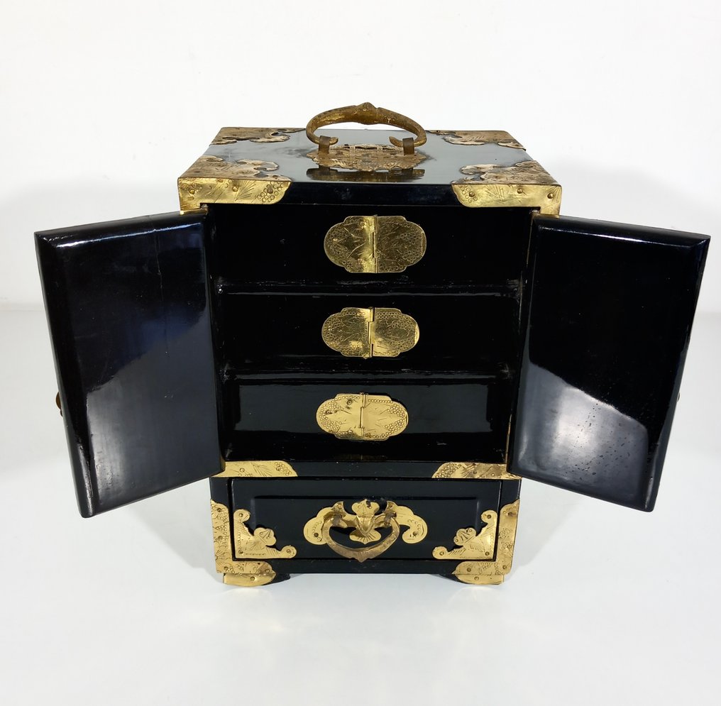 Smykkeskrin - Træ, Giada, Messing - vintage kunstnerisk skab #3.2