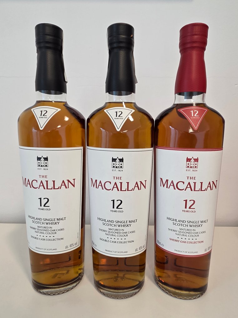 Macallan 12 years old Double Cask & Sherry Oak Collection - 700ml - 3 flasker #1.0